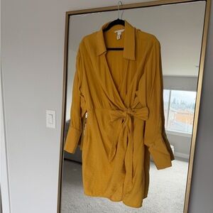H&M Mustard Yellow Wrap Dress